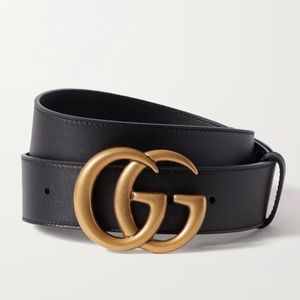 Gucci Wide Leather Belt with Double G Buckle AUTHENTIC